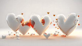 Broken hearts falling scattered love - half free wallpaper for desktop