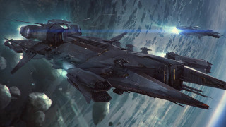 Space ship over planet satellite - a space ship free wallpaper for desktop