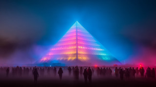 Pyramid building night colored lights - a pyramid free wallpaper
