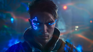 Glowing blue eyes cyberpunk hoodie - rossdraw global illumination free wallpaper