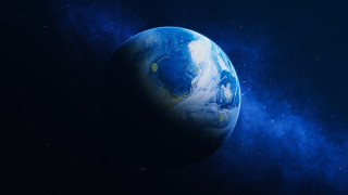 Blue planet stars space aurora 3 - a blue glow free wallpaper