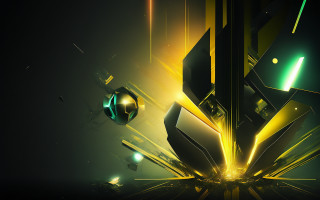 Futuristic abstract background green yellow - design free wallpaper