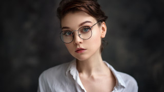 Woman glasses white shirt artnouveau - art nouveau free wallpaper