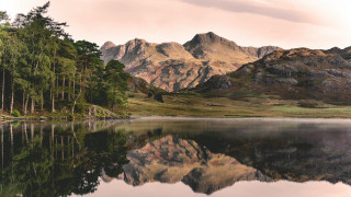 Mountain lake forest sunset sky 8 - free landscape wallpaper