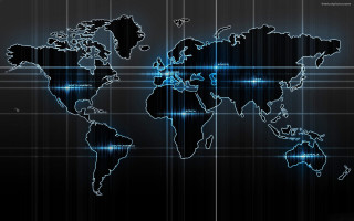 Blue black world map hologram 3 - white dot free wallpaper