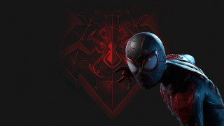 Spiderman redlight glowing helmet blackbackground - a spider man in a suit free wallpaper
