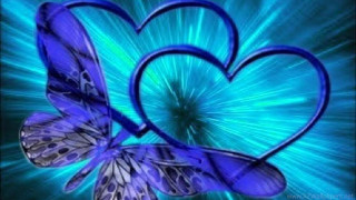 Blue heart butterflies wings background - a blue heart free wallpaper