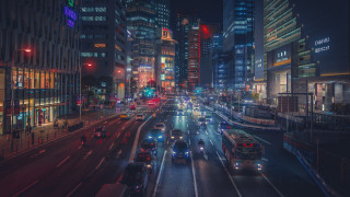 City street night futurism traffic - lot of traffic free wallpaper