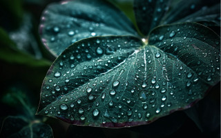 Green leaf water droplets macro 42 - free nature wallpaper