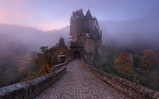 Castle foggy mountains evgeny lushpin - a stone walkway free wallpaper for desktop