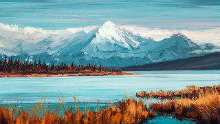 Mountain lake forest sky pleinair - plein air free wallpaper for desktop