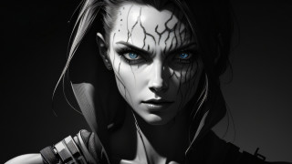 Woman blue eyes gothic knife - cedric peyravernay free wallpaper for desktop