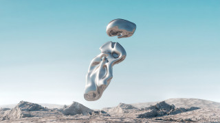 Silver floating mountain sky abstract - hypermodernism free wallpaper for desktop