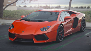 Red sports car parking lot 66 - vibrant free wallpaper for desktop