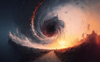 Fire water vortex path sky - liminal free wallpaper