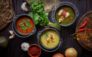 Table soup vegetables garlic peppers - neofauvism free wallpaper for desktop