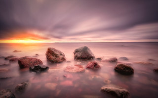 Long exposure rocks water sunset - sunrise free wallpaper for desktop