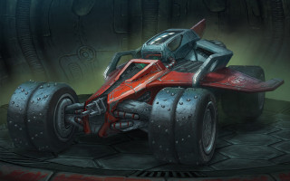 Futuristic military vehicle cockpit red - conceptart free wallpaper