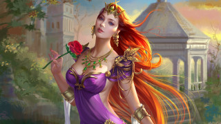 Purple dress rose fantasy art - a rose free wallpaper