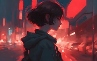 Cyberpunk city night red light - atey ghailan free wallpaper
