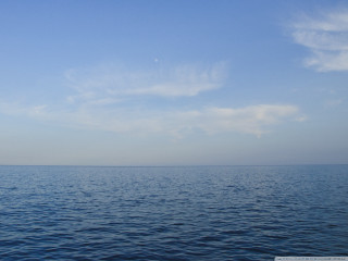 Water sky clouds boat reflection 6 - a few cloud free wallpaper for desktop