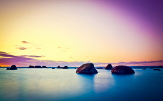Rocks beach sunset colorful purple - sunset time free wallpaper