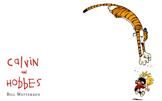 Cartoon tiger falling off cliff - bill watterson free wallpaper