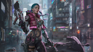 Futuristic citywoman cyberpunk aquahair braided - free cyberpunk wallpaper