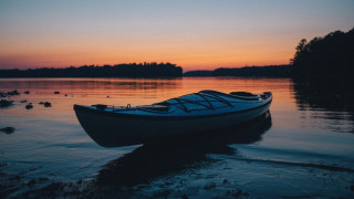 Lake dawn boat ducks mountains - the shore of a lake free wallpaper for desktop