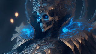 Skeleton wings skull blue lights - a skeleton free wallpaper for desktop