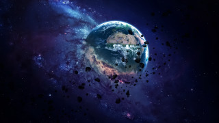 Space debris planet star purple - hue free wallpaper