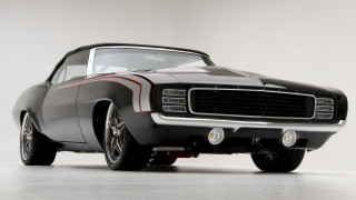 Black white muscle car red - a red stripe free wallpaper