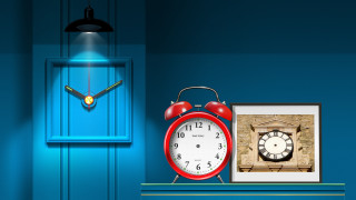 Blue room clock shelf painting - a shelf in a room free wallpaper
