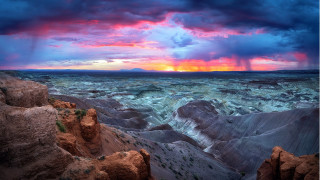 Sunset rocky landscape colorful sky - a colorful sky above free wallpaper