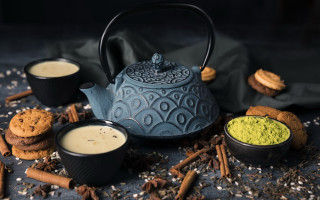 Tea kettle coffee cookies cinnamon - cao buxing free wallpaper