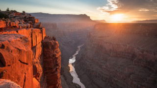 Canyon river sunset mountains ocean - a canyon free wallpaper