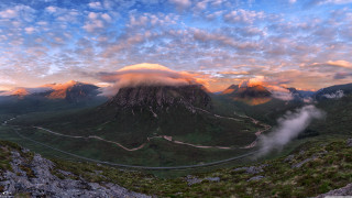 Mountain road clouds sunset ocean - the mountain free wallpaper