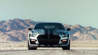 Silver mustang desert road mountains - a desert road free wallpaper