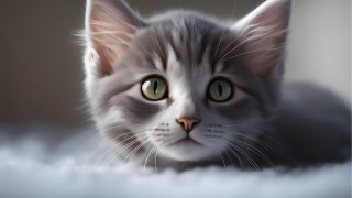 Black cat green eyes sad - ultra realistic digital art free wallpaper