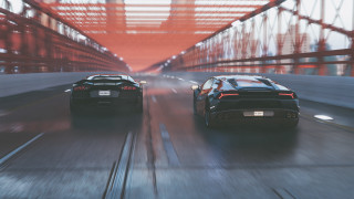 Bridge rainy cars motion blur - two car free wallpaper
