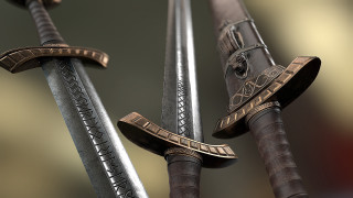 Swords skull shaded 3d render - the top free wallpaper for desktop