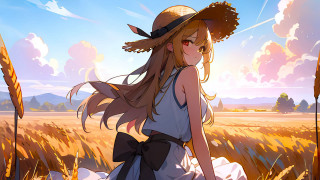 Girl in straw hat walking - a girl in a hat free wallpaper