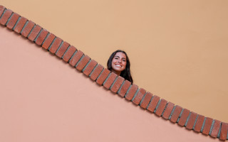 Woman smiling brick wall pony - rule free wallpaper