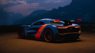 Blue sports car red stripe - a red stripe free wallpaper