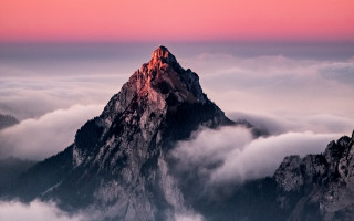 Mountain pink sky fog clouds - fog free wallpaper