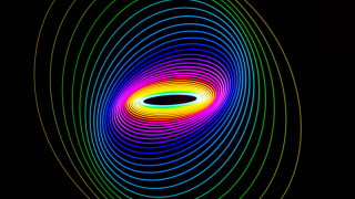 Colorful circle holography raytrace girl - volumetric light free wallpaper