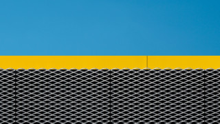 Yellow black building clock blue - sharp edge free wallpaper for desktop