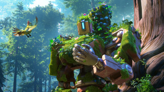 Robot forest bird unreal5 nature - its side free wallpaper