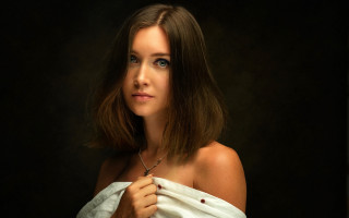 Woman towel black background portrait - a towel free wallpaper