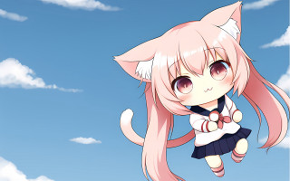 Anime girl cat ears bow - a cat ear free wallpaper